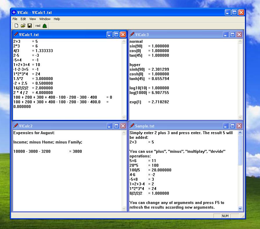 Screenshot for VICalc 1.0